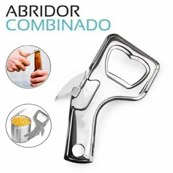 Abridor de Garrafa e Lata em Aço 9cm Original Utensílio de Cozinha