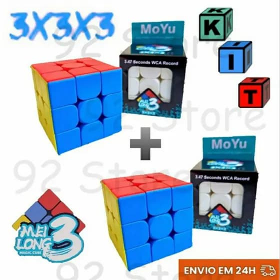 Kit 2 Cubo Mágico 3x3x3 Original MoYu Gold Speed Profissional