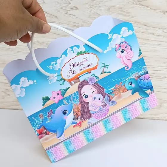 Sacolinhas Pequena Sereia Cute Personalizada para Festa  Lembrancinha  Mimos PEGUE E MONTE.