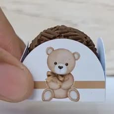 50 Forminhas chá de Bebê 4 pétalas Ursinho Marron Neutro cinta Festa Personalizadas Chá Revelação