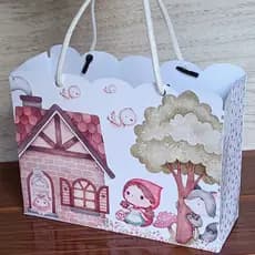 Sacolinha Para Festa Infantil Chapelzinho Vermelho Aquarela  Mimos Personalizado Kit Pegue e Monte