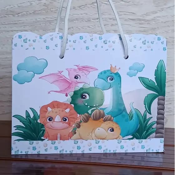 Sacolinha para Festa Infantil Personalizado Dinossauro Mimos Lembrancinhas Kit Pegue e Monte