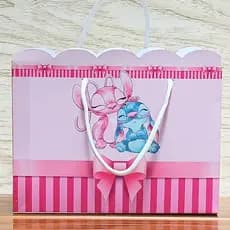 Sacolinha Stitch e Angel Personalizada Para Festa PEGUE E MONTE.