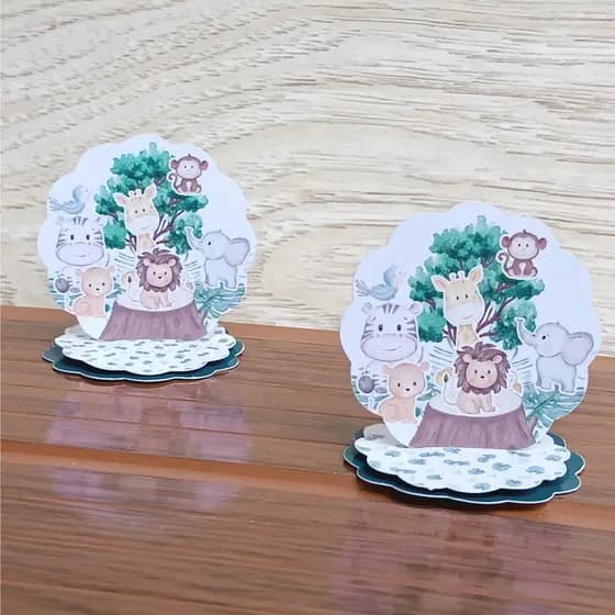 Kit Aplique 3D Leãozinho Safari Personalizado10,20,30,40 ou 50 Festa Decoração Aniversário Latinha