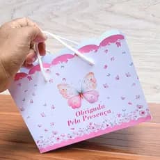 Sacolinha Jardim das Borboletas Mimos Personalizado PEGUE E MONTE Aniversário para Festa