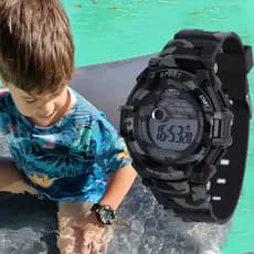 Relógio Masculino Infantil Digital Verde Camuflado Cronometro Luz Led Camuflado a Prova De agua
