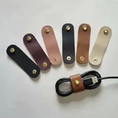 Kit 6 Organizador Porta Cabo Couro Sintético Com Botão de Pressão Dourado Temos 5 Cores Disponivel