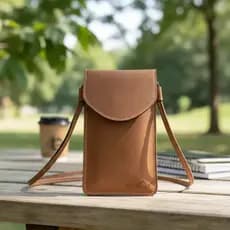 Mini Bolsa Feminina Porta Celular Couro Ecologico Bolsinha Fina com Botão Magnetico bolso externo