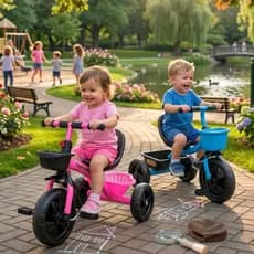 Triciclo Infantil de 3 Rodas e 2 Cestos Cor Pedal - Resistente, Divertido e Ergonômico