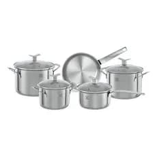Jogo de Panela Antiaderente Electrolux 5 Peças Aço Inox Conjunto de Panelas Antiaderente Inox Fundo Triplo