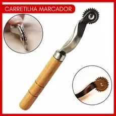 Carretilha de Costura Ferramenta Riscador Marcador de Tecido e Modelagem Cabo de Madeira