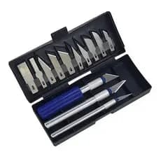 Kit Estilete Precisão Cortador Manual 3 Cabos 13 Lâminas