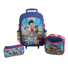 KIT MOCHILA DE RODINHAS PATRULHA CANINA INFANTIL ESCOLAR MENINOS BOLSA AULA