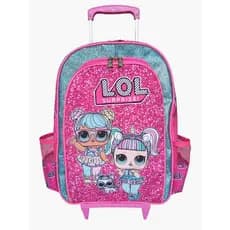 Mochila de Rodinhas / Mochilete LOL Surprise infantil escolar meninas rosa brilho lol