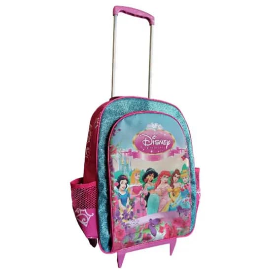 Mochila de rodinhas Mochilete Princesas da Disney escolar infantil meninas rosa branca de neve cinderela