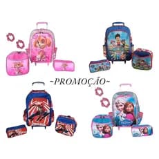 kit mochila de rodinhas Homem Aranha Spider man escolar infantil meninos com lancheira térmica estojo de duas divisões criança volta as aulas patrulha canina frozen skye princesas naruto sonic