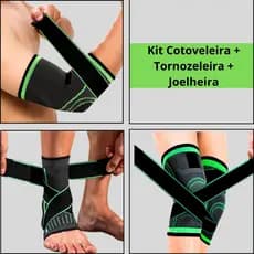 Kit Tornozeleira Joelheira Munhequeira Cotoveleira Compressão Ortopédica Esportiva Estabilizador