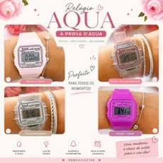 Relógio digital de pulso feminino Aqua a prova d'água original  Q-81