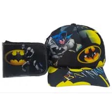 Kit infantil de Boné e Carteira infantil para menino dia das crianças personagens Batman superman