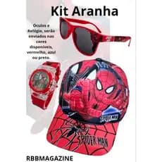 Combo Aranha: Boné + Óculos + Relógio com Música e Luz