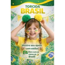 Tiara Brasil 🇧🇷 Verde e Amarela com Pompom | Infantil e Adulto | Copa Festa Torcida