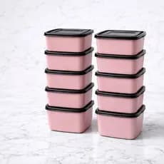Kit Potes Quadrados 1 Litro c/ Tampa – 3/5/10 Un – Preto Rosa Vermelho Bege