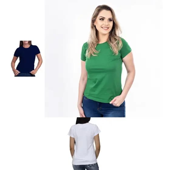 kit com 3 camisetas blusa feminina t-shirt 100% algodão direto de fábrica