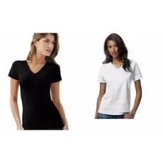 Kit com 2 camisetas baby look feminina com gola em V