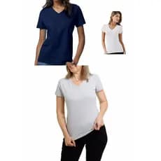 Kit com 3 camisetas baby look feminina malha de algodão