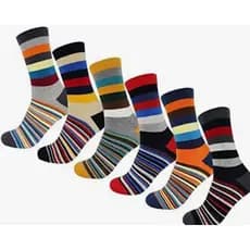 8 Pares Meias Retro Listrada 100% Algodão Cotton Unissex 36a41