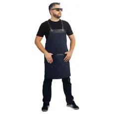 Avental para cozinha churrasco restaurante barbearia jeans com detalhes marrom