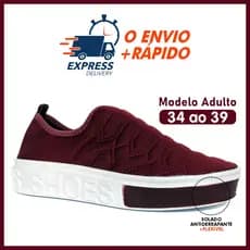 Tênis Casual feminino sola alta shoes bordado marsala vermelho promoção macio confortável calçado