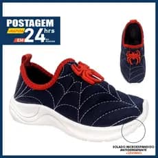 Tênis Menino Aranha Pam Kids Sapato Criança Calçado Calçe fácil meia sem cadarço preto e vermelho bordado solado antiderrapante  leve e flexível