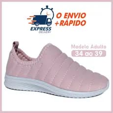 Tênis feminino meia sem cadarço calce fácil leve nude lançamento novidade adulto barato
