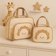 Bolsa Maternidade Girafa e Leão para Bebê Bolsa de Fraldas Mamãe e Bebê Facilicidade