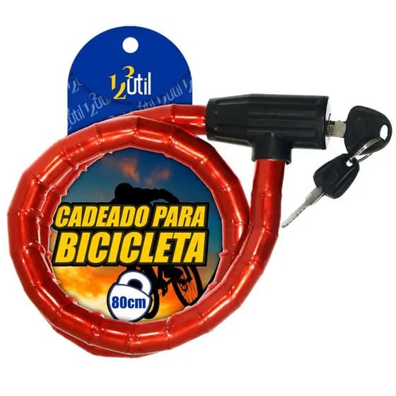 Cadeado Trava Para Bicicleta Portão 80 cm x 18 mm (Ferro revestido com PVC)