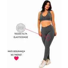Calça Legging Fitness Feminina Cintura Alta Modeladora Zero Transparência Poliamida Academia - Timtim Fitness