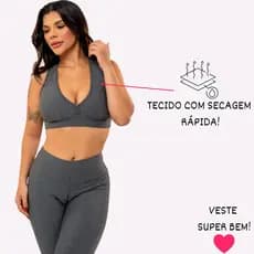 Conjunto Fitness Feminino Top e Legging com Elastano Cintura Alta Academia Treino - Timtim Fitness