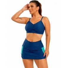 Conjunto Fitness Feminino Top e Short Saia Cintura Alta Academia Treino Moda Fitness - Timtim Fitness