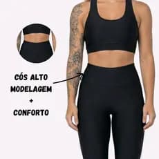 Conjunto Fitness Feminino Top e Legging Cintura Alta Modeladora Academia Treino - Timtim Fitness