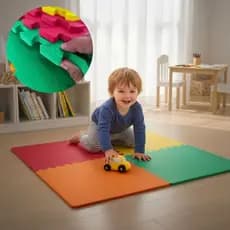 Tapete Infantil Emborrachado EVA 50x50x1cm + Bordas p/ Quarto Brinquedoteca Crianças Bebe Proteção