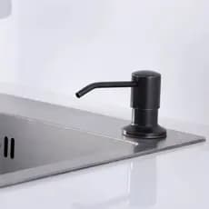 Dispenser Dosador Detergente Sabonete Líquido Em Aço Inox Preta Embutir Bancada Cuba e Pia Padrão