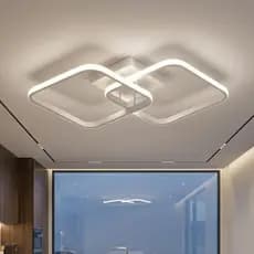 Luminaria Plafon Teto Pendente Quadrado Luz Led Sobrepor 24W 33x33cm Grande Moderna Sala Quarto