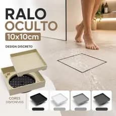 Ralo Oculto 10x10cm Quadrado Invisível Banheiro Box Cozinha Lavanderia Antiodor Vazão Secagem Rápida