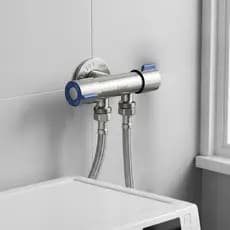 Válvula Registro Duplo 2 Saída Aço Inox 304 Fosco Banheiro Lavanderia Tanque Máquina Ducha Higiênica