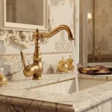 Torneira Banheiro Lavabo Lavatório Cozinha Bancada Vintage Provençal Metal Latão Bronze Ouro Velho