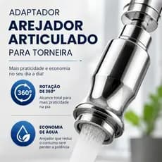 Bico Arejador Cromado Adaptador Articulado 360º Metal e ABS Extensor Giratório Torneira Econômica