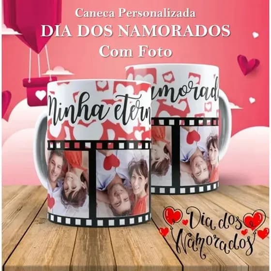Caneca Personalizada Porcelana Cerâmica Dia Dos Namorados Namoro I Love Casamento Amor C/Fotos Nome