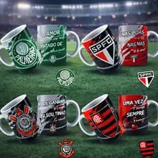 Caneca Personalizada Porcelana Cerâmica Time Coração Futebol Nome Uso Exclusivo Pai Mãe Amigo Namoro