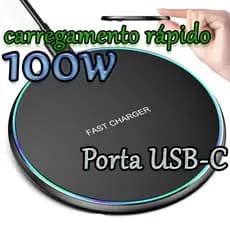 Carregador Sem Fio Indução Qi 100W Turbo Suporte Base para iPhone Samsung Xiaomi Android